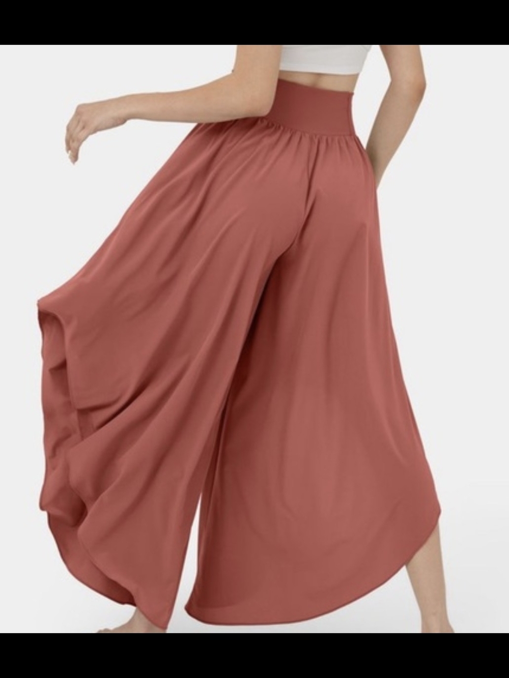 HALARA Wide-Leg Palazzo Pants in Terracotta - Picture 3 of 3